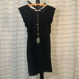 Bama SUPe Store Frayed sleeve washed black mini dress